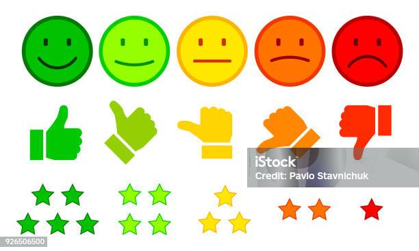 Valuation By Emoticons Vector Stock Illustration - Download Image Now - Emoticon, Rating, Thumb