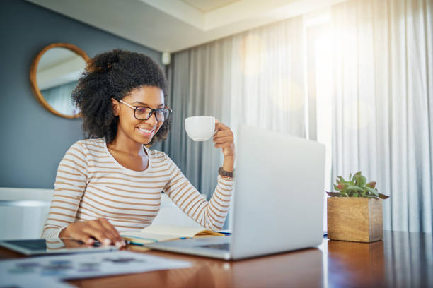 istock She's got her own cosy office setup at home 926506636