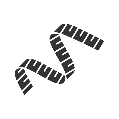Measuring tape glyph icon. Vector silhouette