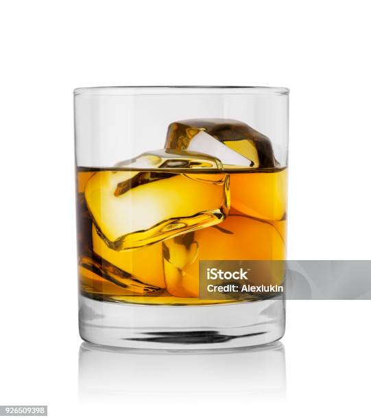 Glass Of Scotch Whiskey And Ice Stock Photo - Download Image Now - Alcohol - Drink, Amber, Cognac - Brandy
