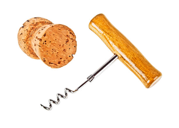 istock Corkscrew with wooden handle and cork on a white background 926510384