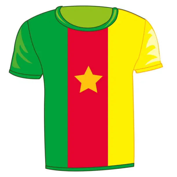 Vector illustration of T-shirt flag Kamerun
