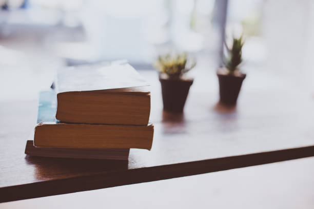 istock Cactus flower with book on wood table modern interior background concept. 926512944