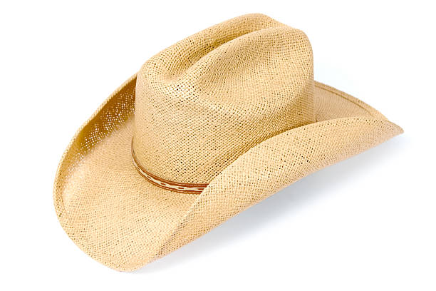 istock Brown and beige fibrous cowboy hat with white background 92651338