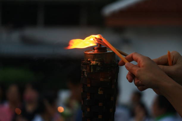 Candle light on the day of the Buddha.