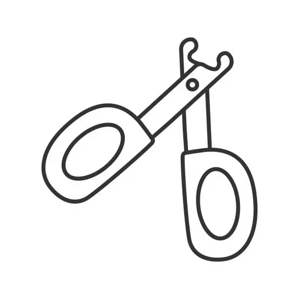 Vector illustration of Pet nail clippers linear vector icon. Thin lineicon