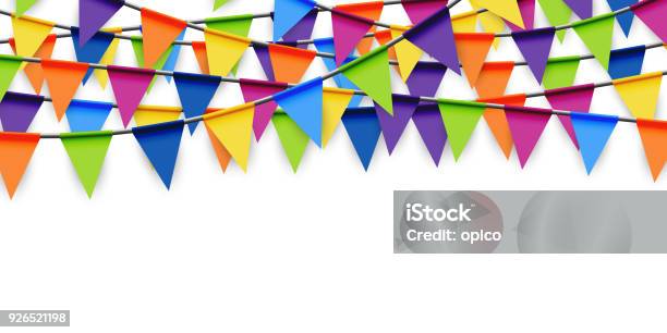 Colored Party Garland Background Stock Illustration - Download Image Now - School Carnival, Healthcare And Medicine, Children's Day