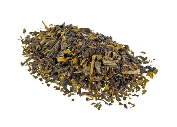istock Heap of Chinese green tea on a white background 926521460