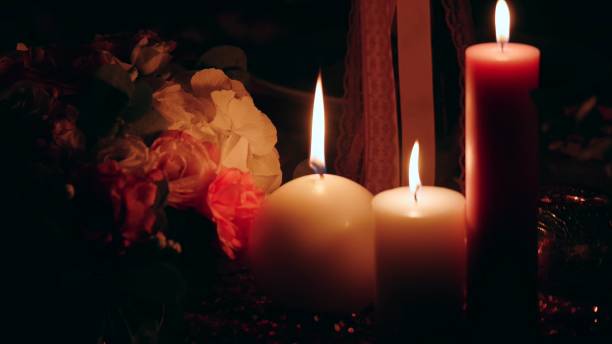 istock Close-up of a candle. Especially good for spa. Black Background 926525810