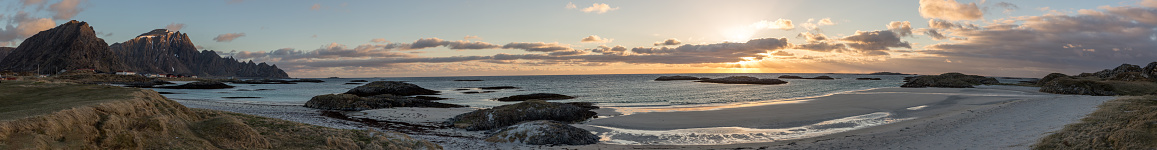 Panorama created with 17 images. The coast at Andenes is simply gorgeous. Unfortunately, the water has temperatures below 10 ° C throughout the year.