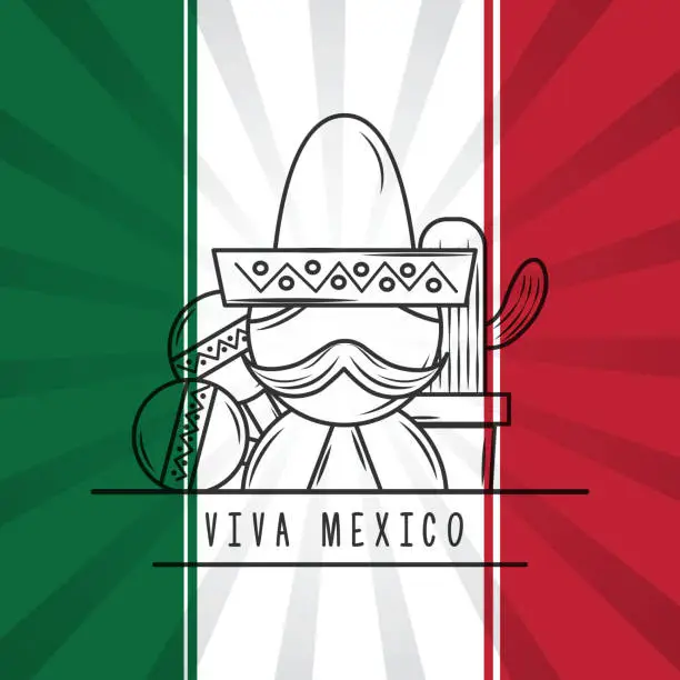 Vector illustration of viva mexico traditional card