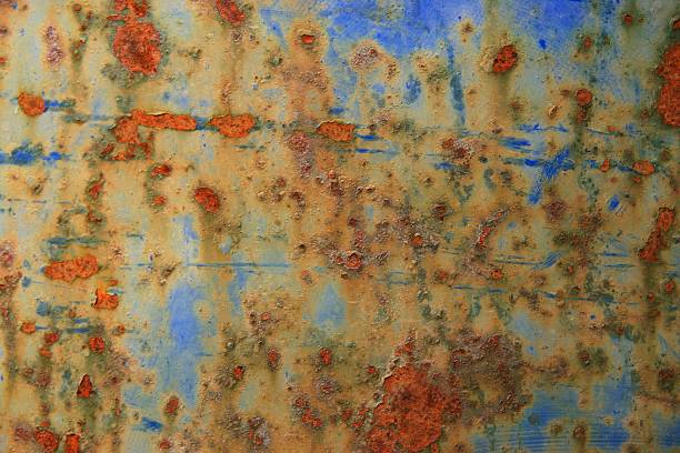 rostige metall - metal rust fungus paint cracked stock-fotos und bilder