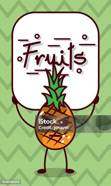 Angry Pineapple Kawaii Cartoon With Fruits Sign Stock Illustration -  Download Image Now - Anger, Cartoon, Kawaii - iStock