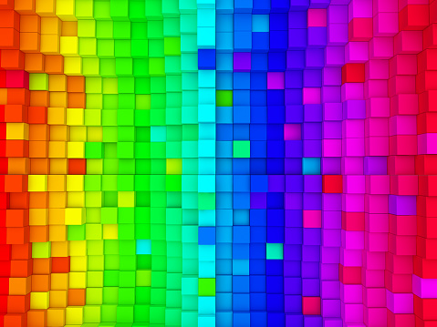Abstract 3D boxes rainbow background