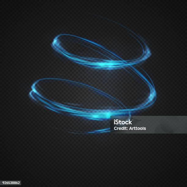 Neon Blurry Circles At Motion Stock Illustration - Download Image Now - Spiral, Light - Natural Phenomenon, Swirl Pattern