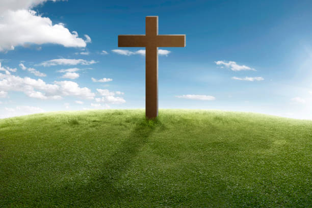 istock Cross symbol on the meadow 926539156
