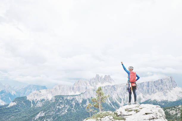istock Happy rock climber in Dolomites 926543516