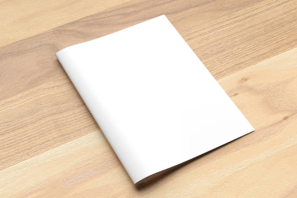 istock Blank Bi fold A4 size brochure mock up on wooden background. 3D illustrating. 926543676
