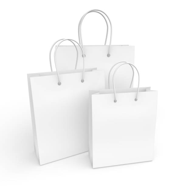 istock White empty bags for purchases on a white isolated background 926547216