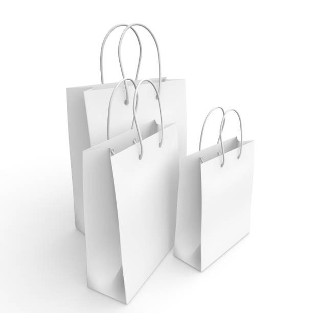 istock White empty bags for purchases on a white isolated background 926547316