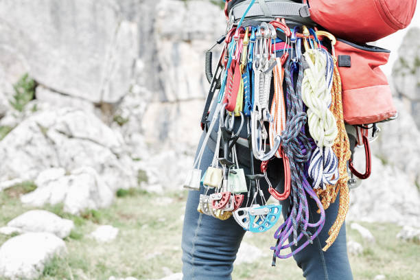 istock Trad climbing gear rack close up 926547858