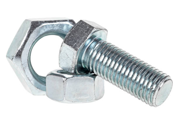 istock Steel bolt and nuts on a white background 926550098
