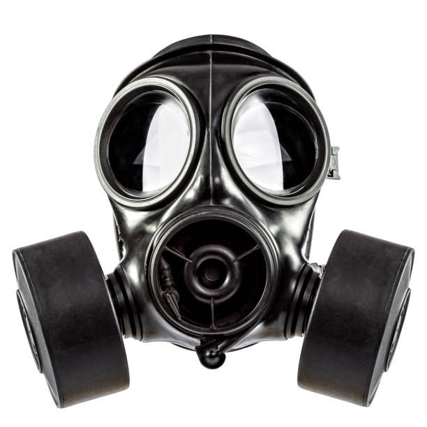 gas mask on white gas mask double filter on white background gas mask stock pictures, royalty-free photos & images