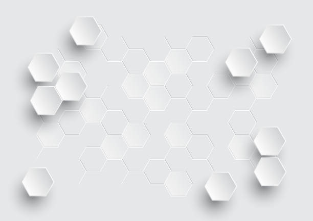ilustrações de stock, clip art, desenhos animados e ícones de hexagonal geometric abstract background. - white molecule