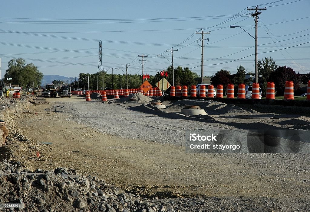 Construcción de carretera - Foto de stock de Máquina excavadora libre de derechos