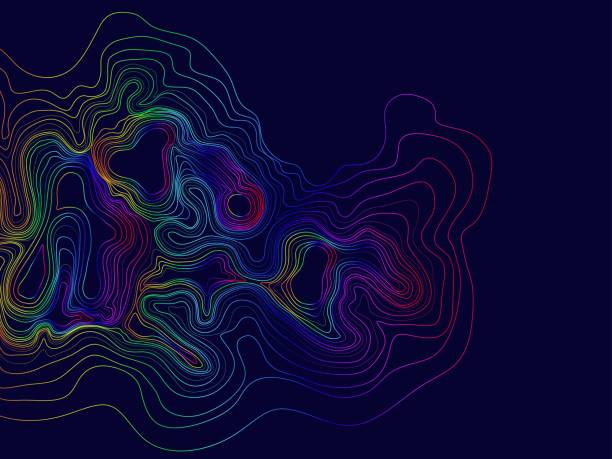 istock Abstract Colorful rainbow topographic contours lines of mountains background. Topography map art curve drawing. vector illustration. 926553572