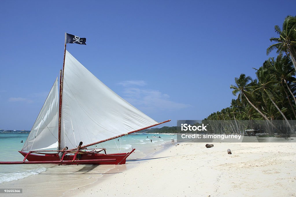 보라카이 플라주 해적 paraw 돛단배 필리핀 - 로열티 프리 범선-선박 스톡 사진