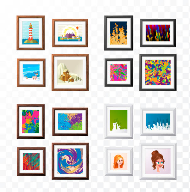 istock Set of Realistic Minimal Isolated Frames with Art Scene on Transparent Background for Presentations . Vector Elements 926554446
