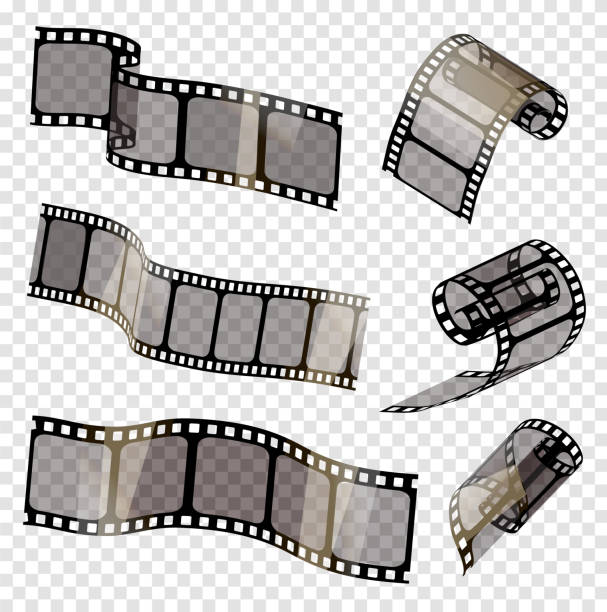 istock old film strip with transparency on a transparent background in 3d. Vector illustration 10 EPS. 926562760