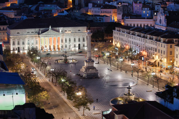 istock Rossio Square at Night in Portugal 926570388