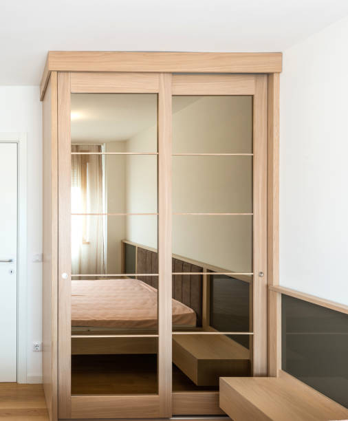 istock Sliding door mirror wardrobe 926570750
