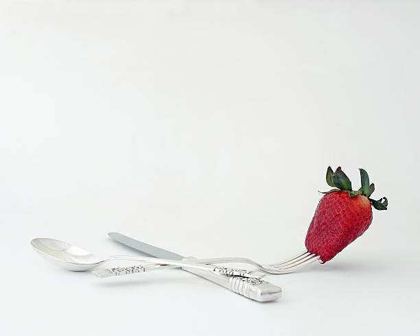 strawberry & silver stock photo