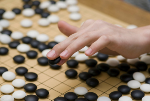 Close-up of traditional oriental logic game Go