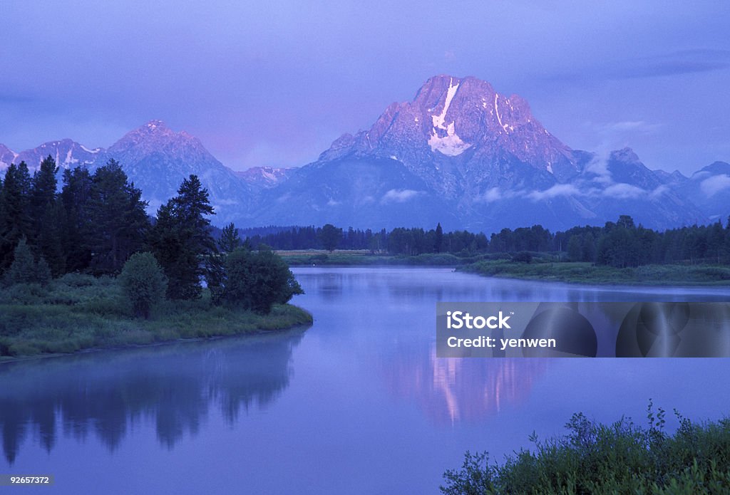 Amanecer en Oxbow curva, de Grand Teton - Foto de stock de Aire libre libre de derechos