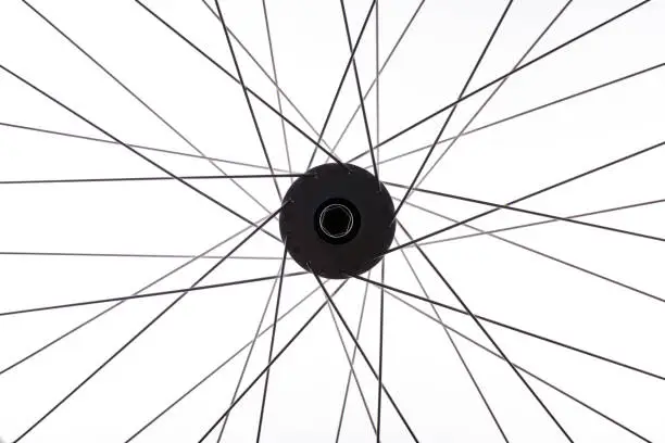 Close up to the wheel of a bicycle