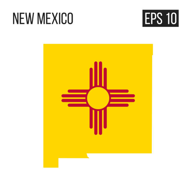 플래그와 함께 뉴 멕시코 지도 테두리 벡터 eps10 - new mexico flag stock illustrations