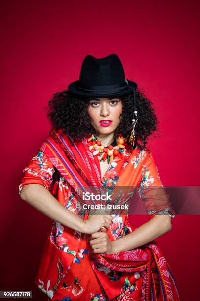 Fashion Portrait Of Confident Young Woman In Peruvian Style Stock Photo - Download Image Now