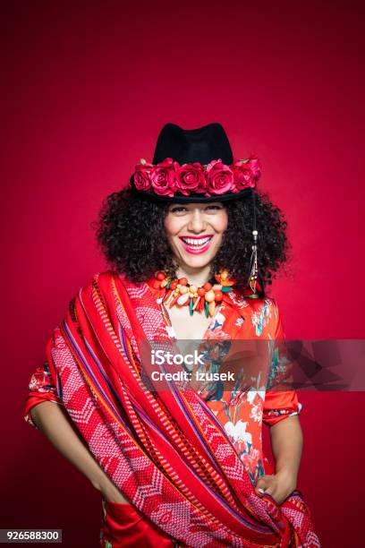 Fashion Portrait Of Beautiful Young Woman In Peruvian Style Stock Photo - Download Image Now