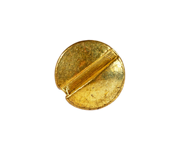 istock Golden screw head on a white background 926598668