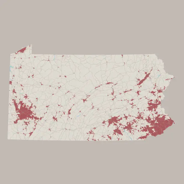 Vector illustration of Pennsylvania US State Road Map