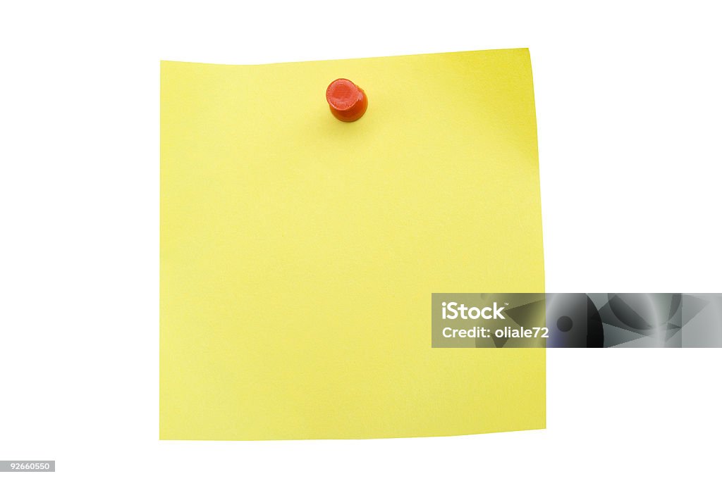 Amarillo nota papel Aislado en blanco - Foto de stock de Amarillo - Color libre de derechos