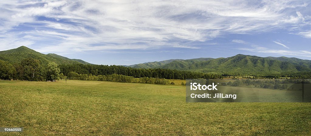 Campo e Mountain Panorama - Foto stock royalty-free di Primavera