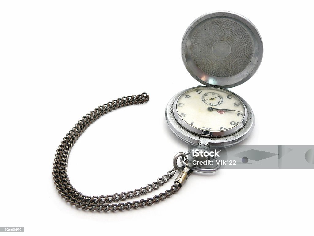 Vieille montre de poche avec chaîne - Photo de Antiquités libre de droits