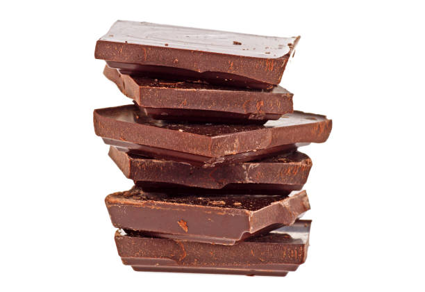 istock Broken bar of dark chocolate isolated on white background 926608578
