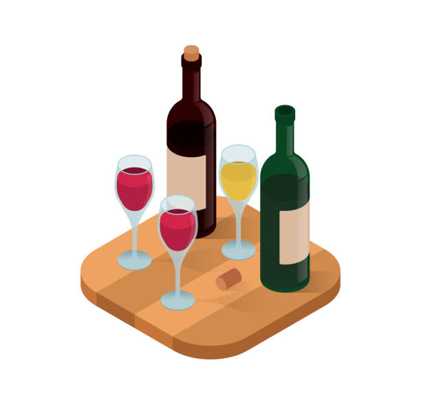 ilustrações de stock, clip art, desenhos animados e ícones de wine tasting isometric vector illustration - wine winetasting cellar bottle