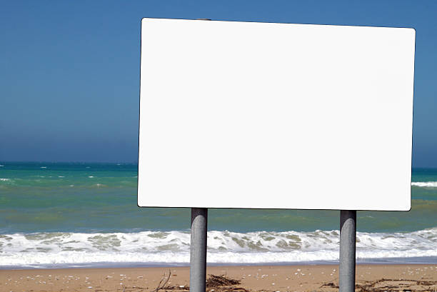 istock Advertising board on background ocean and sky 92661617